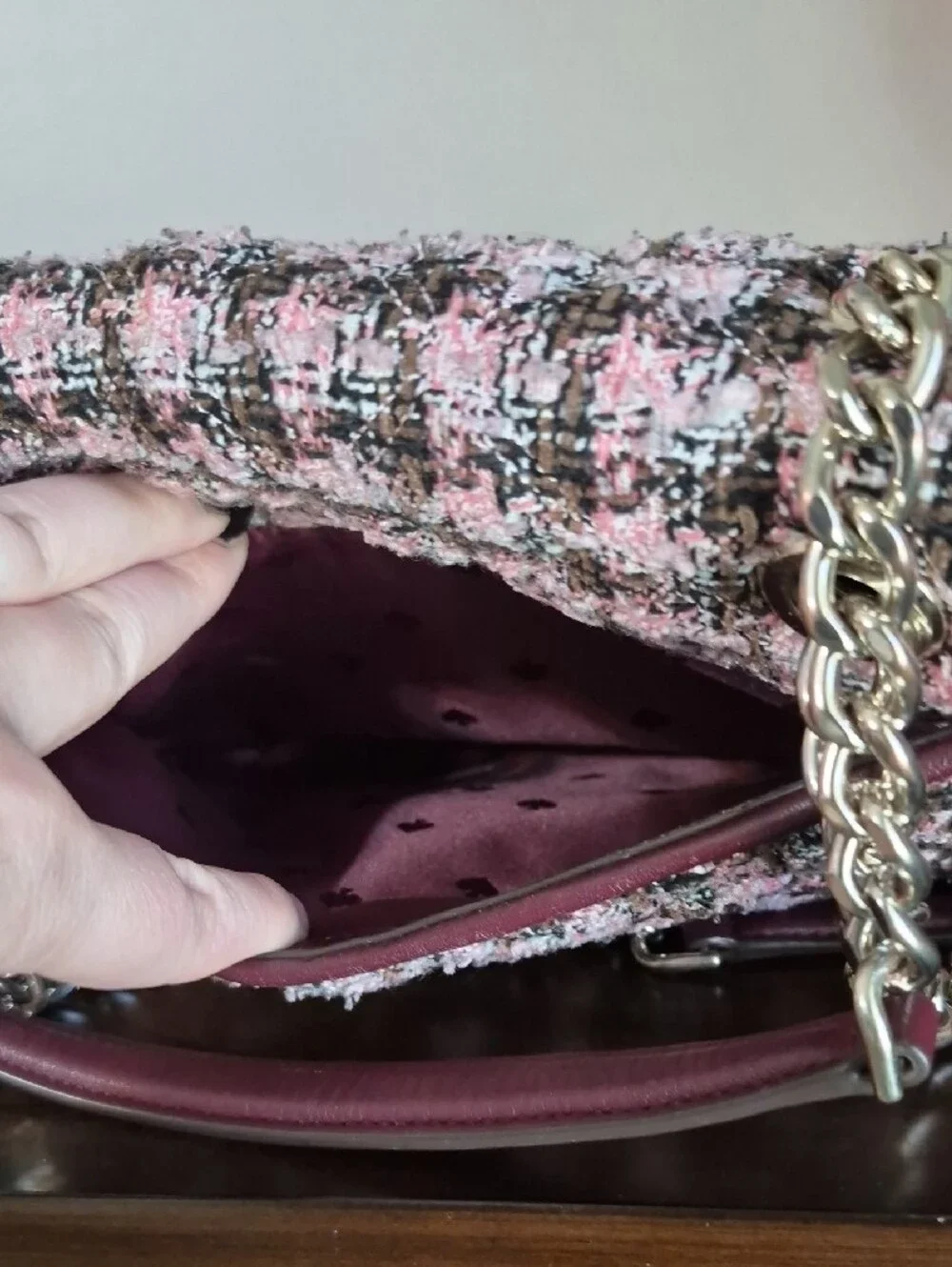 Kate Spade Tweed Chain And Leather Bag